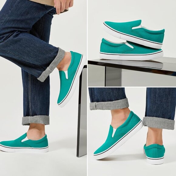 〽️Closed Toe Loafers Sneakers Men\'s Green Canvas Slip On Casual Lightweight main image 4
